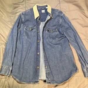 Levi's Blue Denim Shirt with Tan Collar